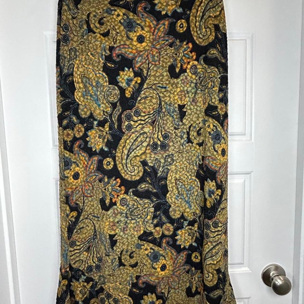 West End Gold and black paisley midi skirt